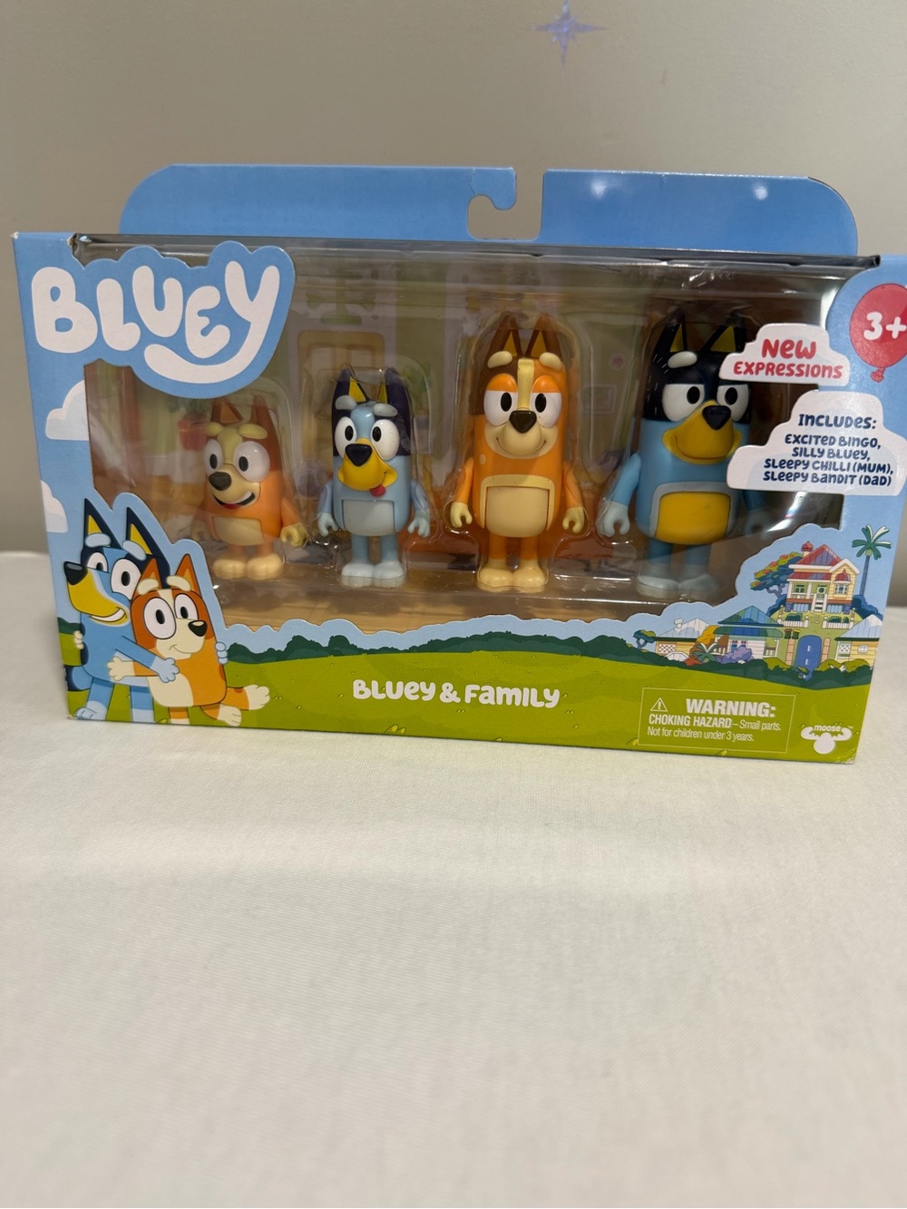 Bluey & Family "New Expressions" 4-Pack Figurine Set.